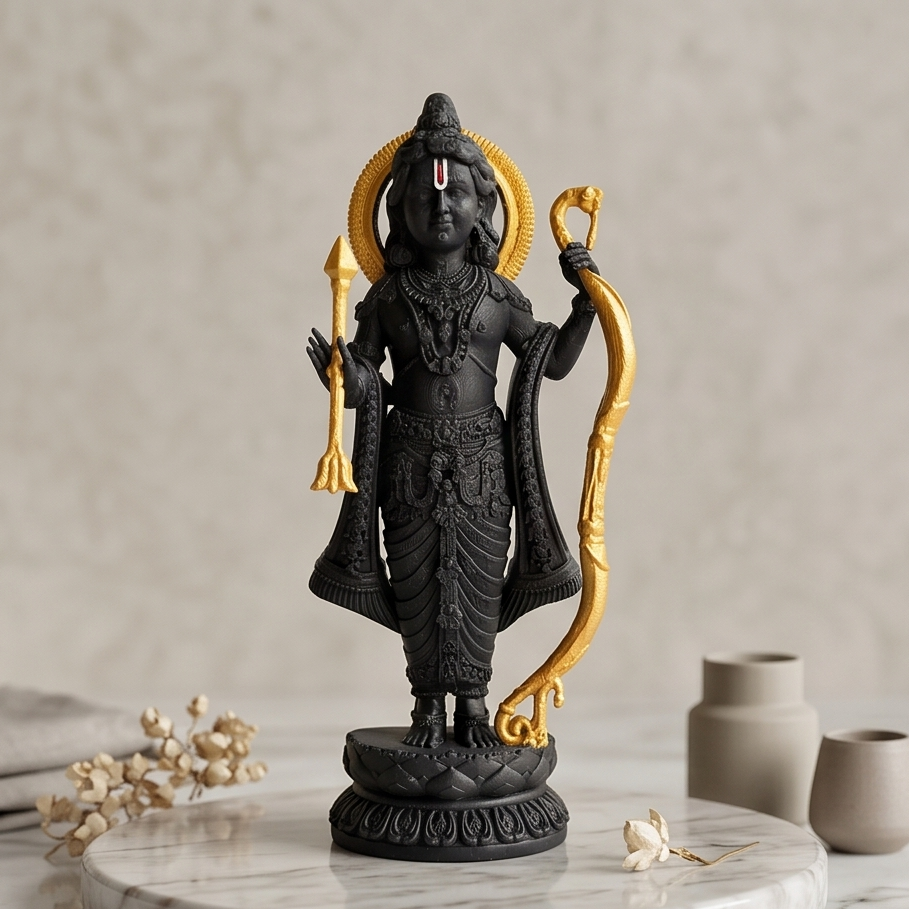 Ram Lalla Idol 3D Printed Decorative Statue for Home Temple & Pooja Room